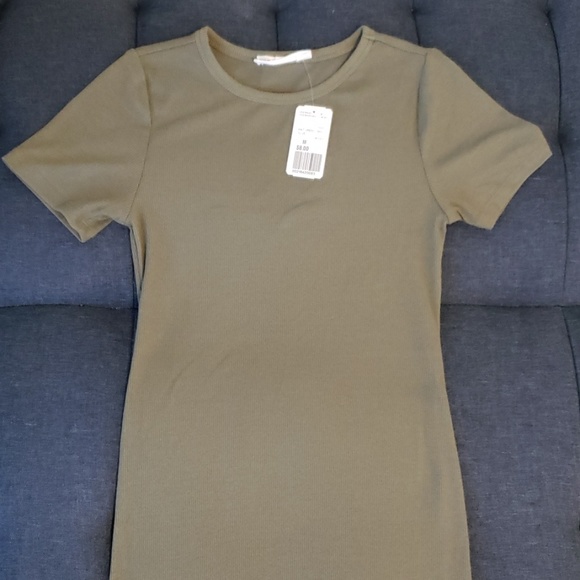 Double Zero Dresses & Skirts - Forever 21 olive green ribbed t shirt dress